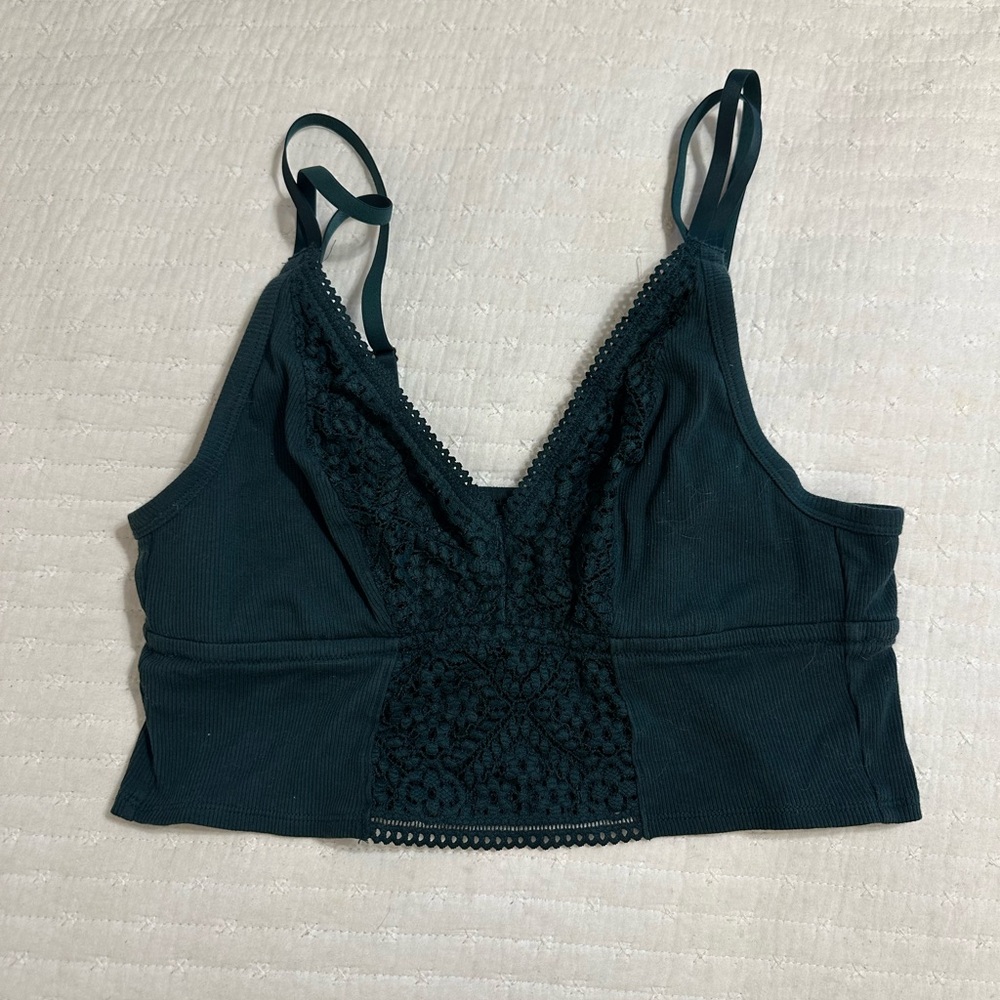 Elegant Lace Trim Bralette - Teal